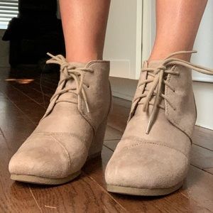 Cityclassified Tan Suede Ankle Booties Wedges